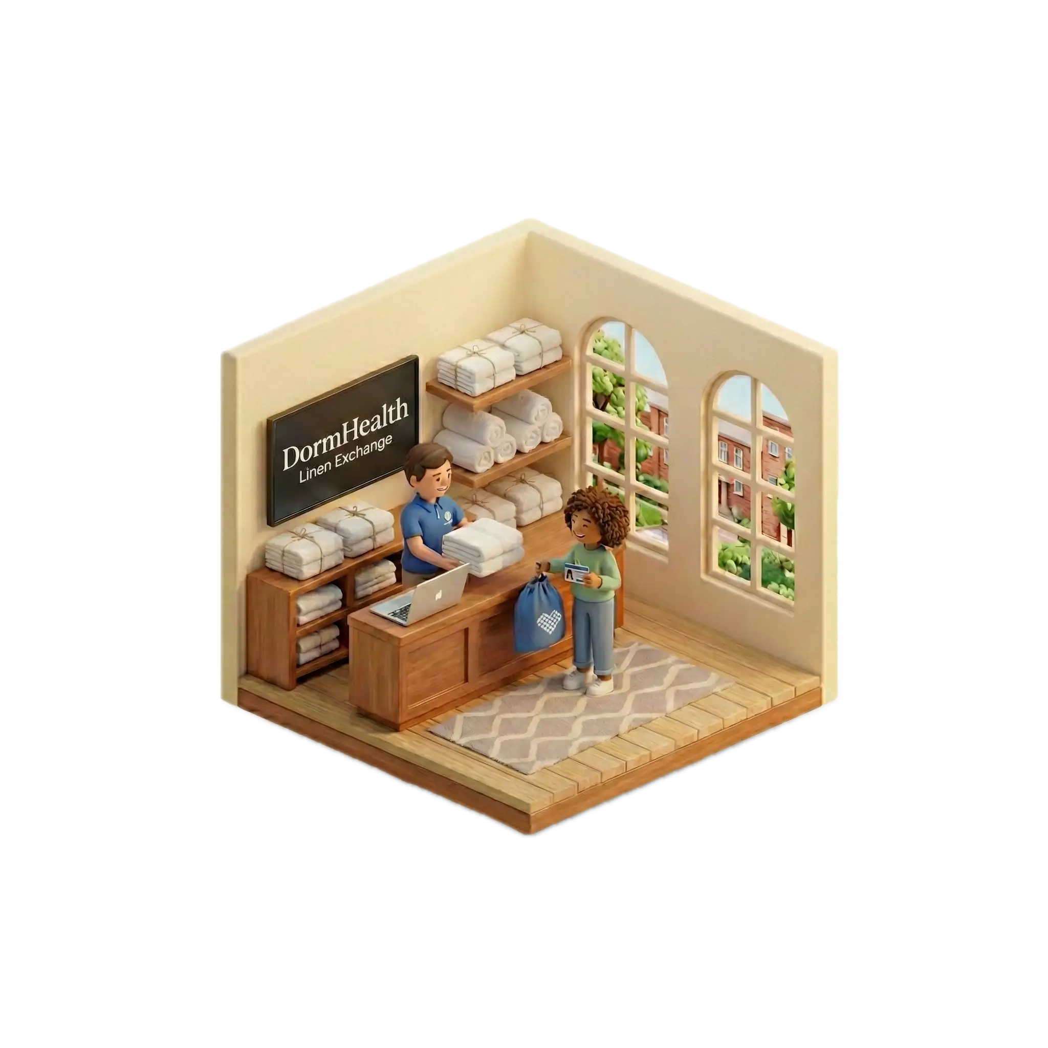 Fresh linens being placed